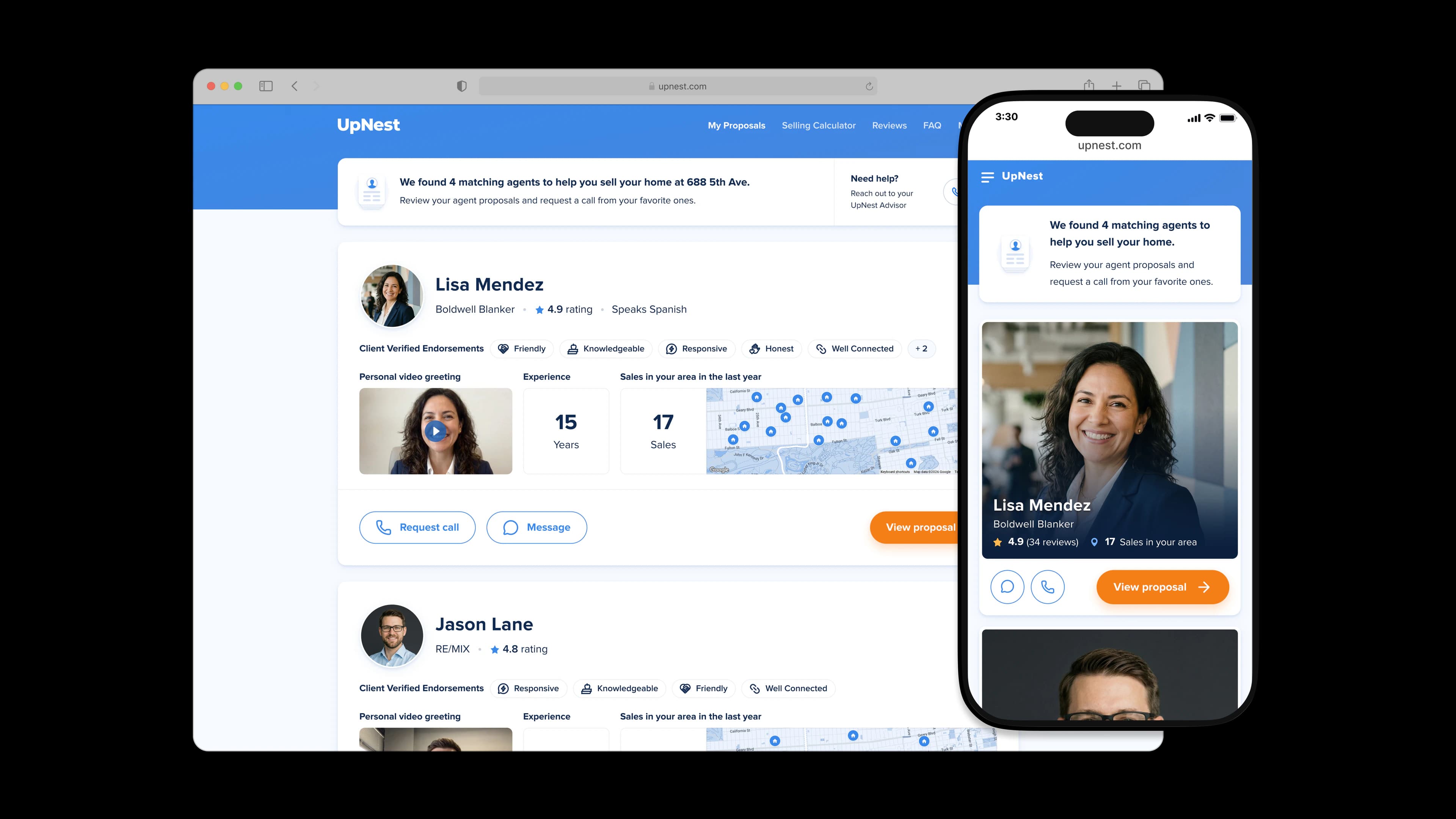 UpNest product screenshots